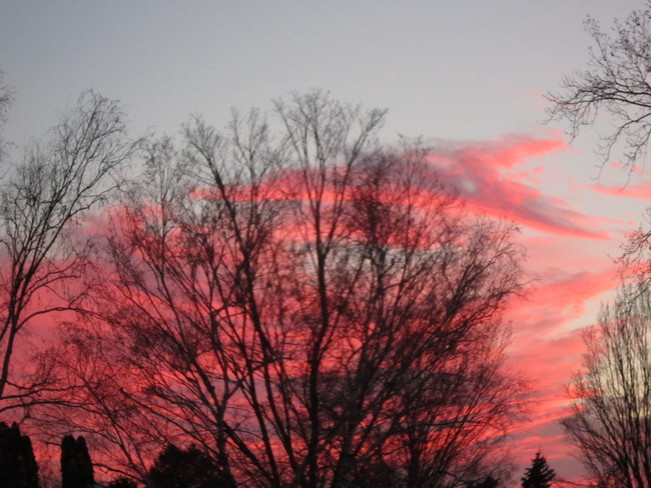 pink sky at night Hanover, Ontario Canada