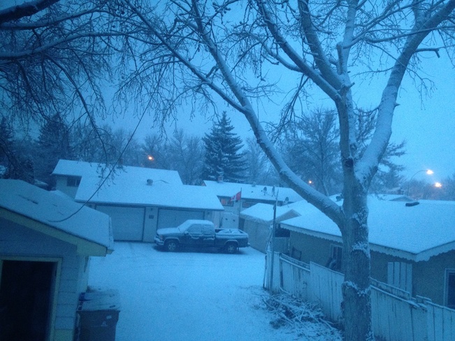 snowfall all nite Regina, Saskatchewan Canada