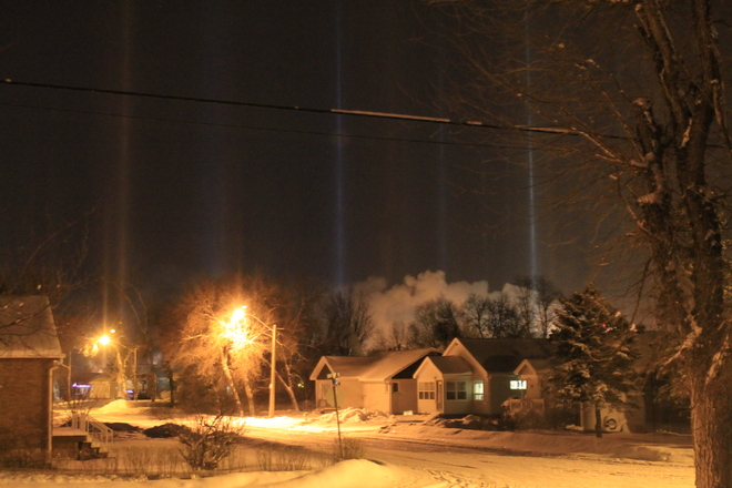 Snow and lights Kapuskasing, Ontario Canada