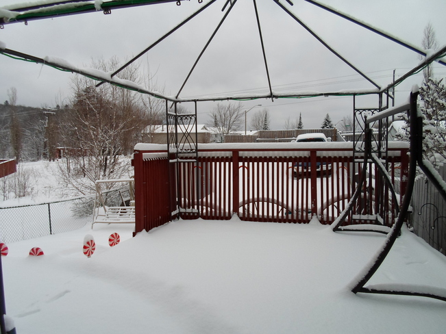 Our Patio covered with snow E.L Elliot Lake, Ontario Canada