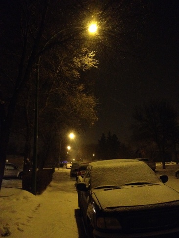 windy snowy decmber night Regina, Saskatchewan Canada