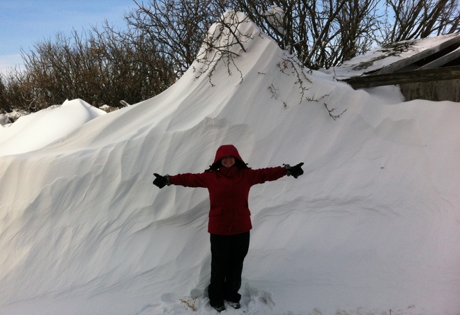 snow mountain in the yard Cheadle, Alberta Canada