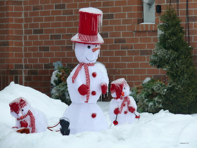 Snow man family Richmond Hill, Ontario Canada