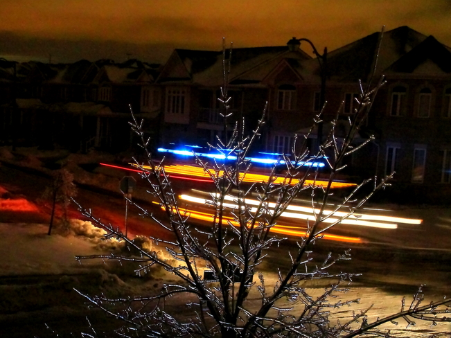 Night of ice storm Brampton, Ontario Canada