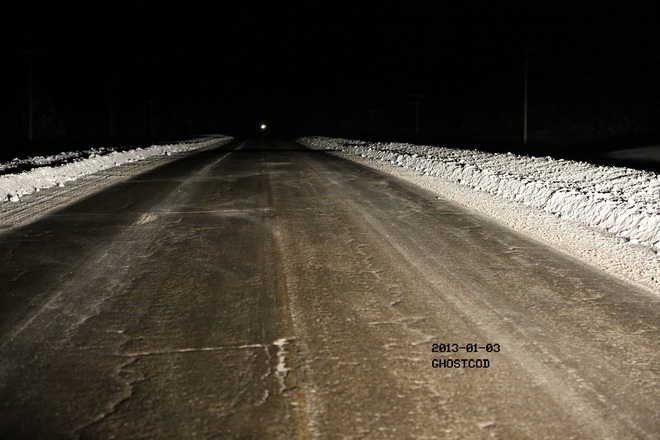 Icy Road Highway 32 Swan Hills, Alberta Canada