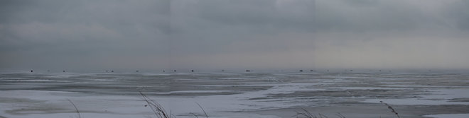 Panorama, Ice Fishing, Inner Bay, Booths Harbour Port Rowan, Ontario Canada