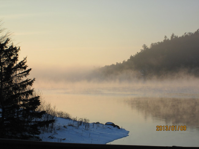 foggy morning Oak Bay, New Brunswick Canada