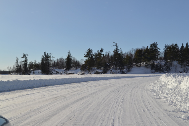 Driving the ice road on Lake of the Woods Kenora, Ontario Canada