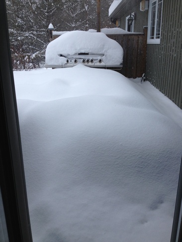 snow on the back deck Glenburnie, Ontario Canada