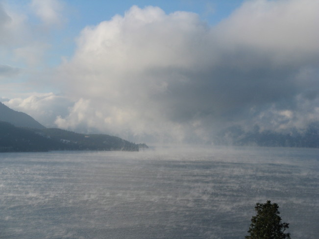 water vapor over Okanagan Lake Vernon, British Columbia Canada