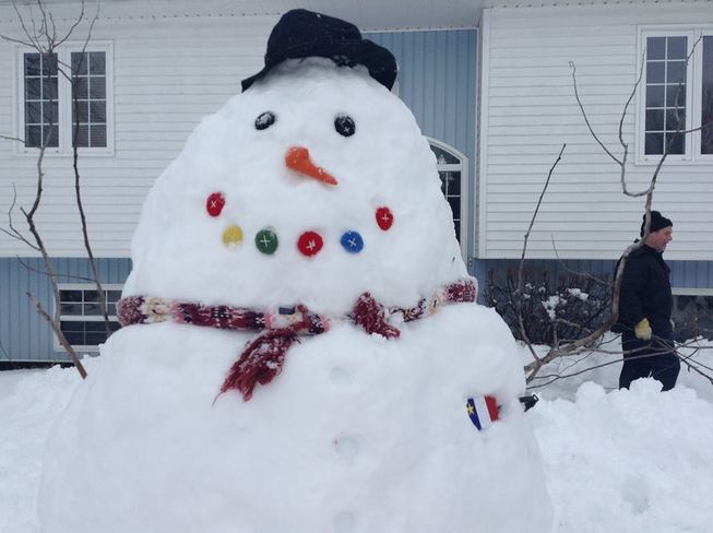 Our snowman with an Acadian heart Centreville, Nova Scotia Canada