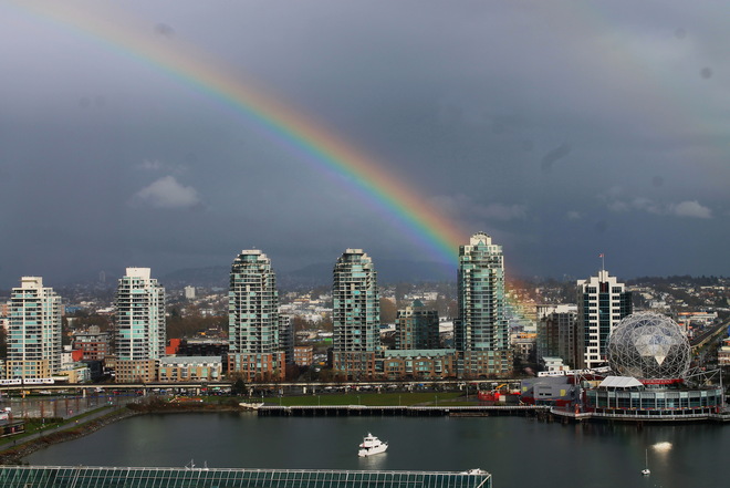 Rainbows over Science World Vancouver, British Columbia Canada