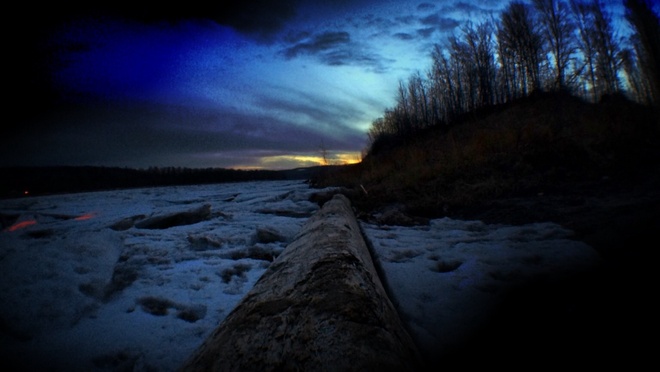 Sunset on the Athabasca river. Fort McMurray, Alberta Canada