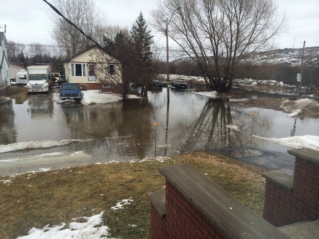 flooded streets Sudbury, Ontario Canada