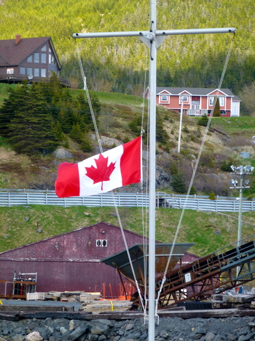 Flag at Half Mast in Bay Bulls, Newfoundland 