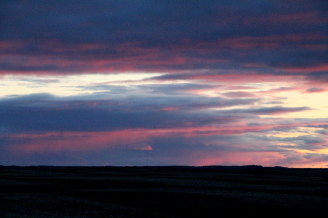sunset and moon Humboldt, Saskatchewan