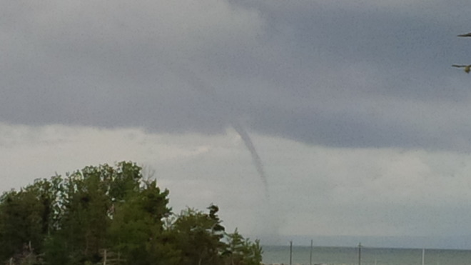Funnel cloud just popped up over St George's Bay,Bayfield NS. Bayfield Road, Nova Scotia Canada