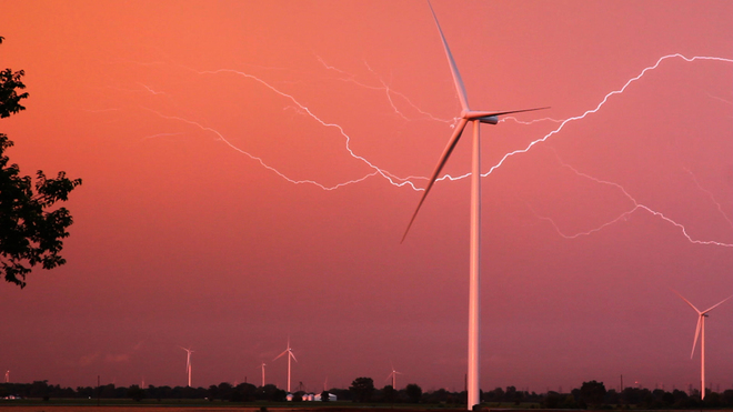 Lightning at Sunset Tilbury, Chatham-Kent, ON