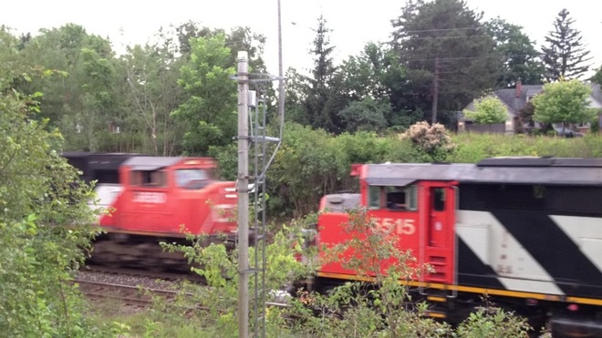 Trains passing Brantford, ON