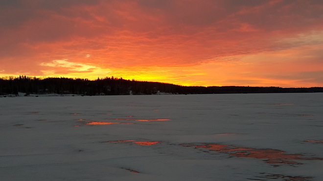 sunset on the lake Carrot River, SK