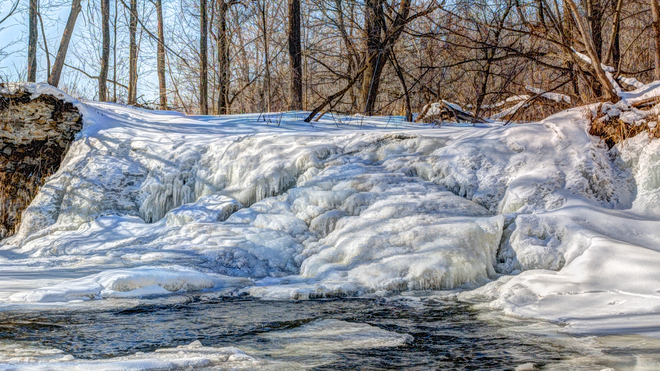 Frozen Ivey's Dam Waterfall Port Dover, ON