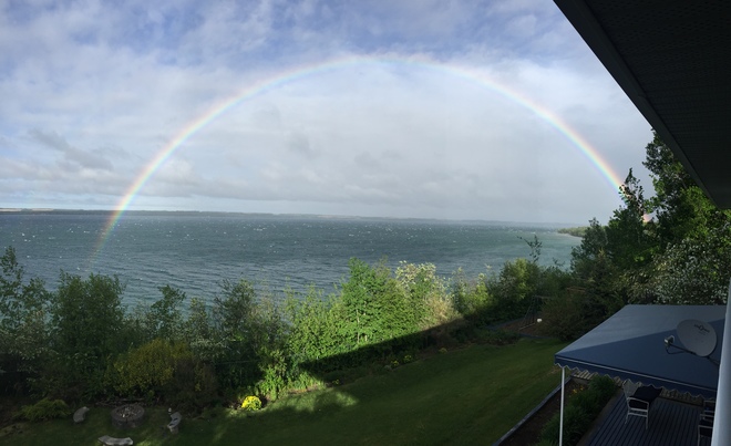 Rainbow over Sylvan Lake May 24, 2017 Sylvan Lake, AB
