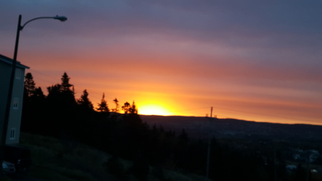 beautiful sinrise on a cold fall morning Mount Pearl, NL