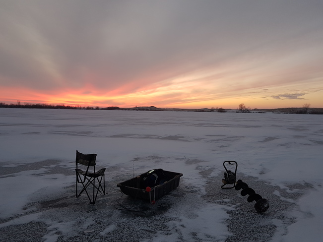 Sunset on ice Shields, SK