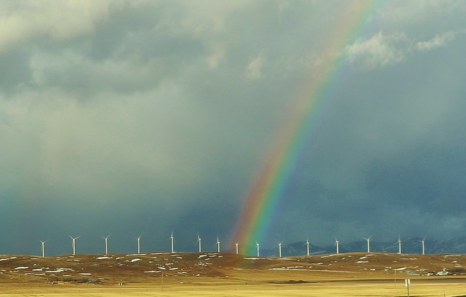 Windmills & a Rainbow Crowsnest Pass, AB