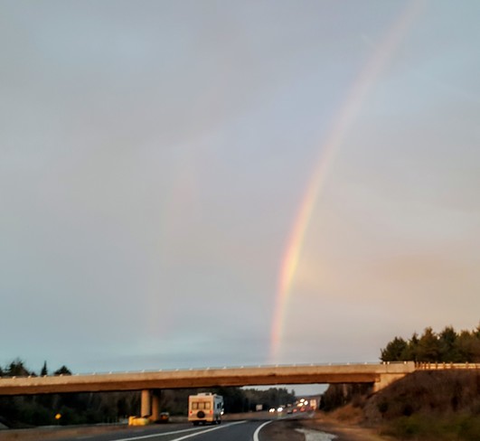 Rainbow over the bridge Baysville, ON