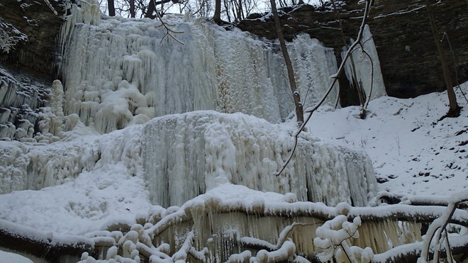 Last of the full Iced waterfalls in Hamilton Billy Green Falls, Hamilton, ON