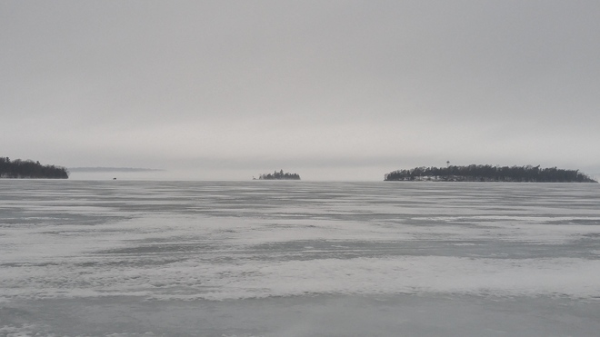 Winter foggy lake Roseneath, ON