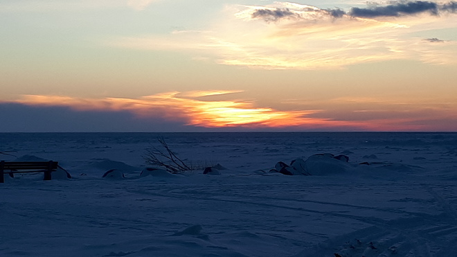 winter sunset Point Clark, ON