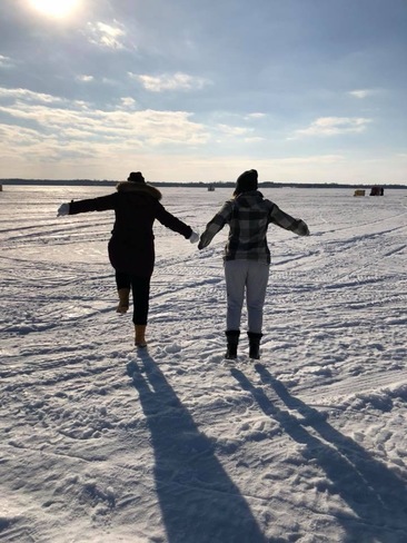 Ice fishing on Lake Simcoe Lake Simcoe, Ontario