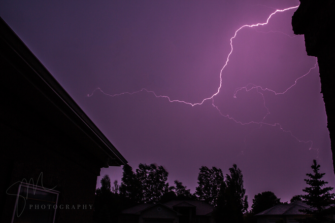 Lightning shot from my front door!! Oakbank, Manitoba, CA