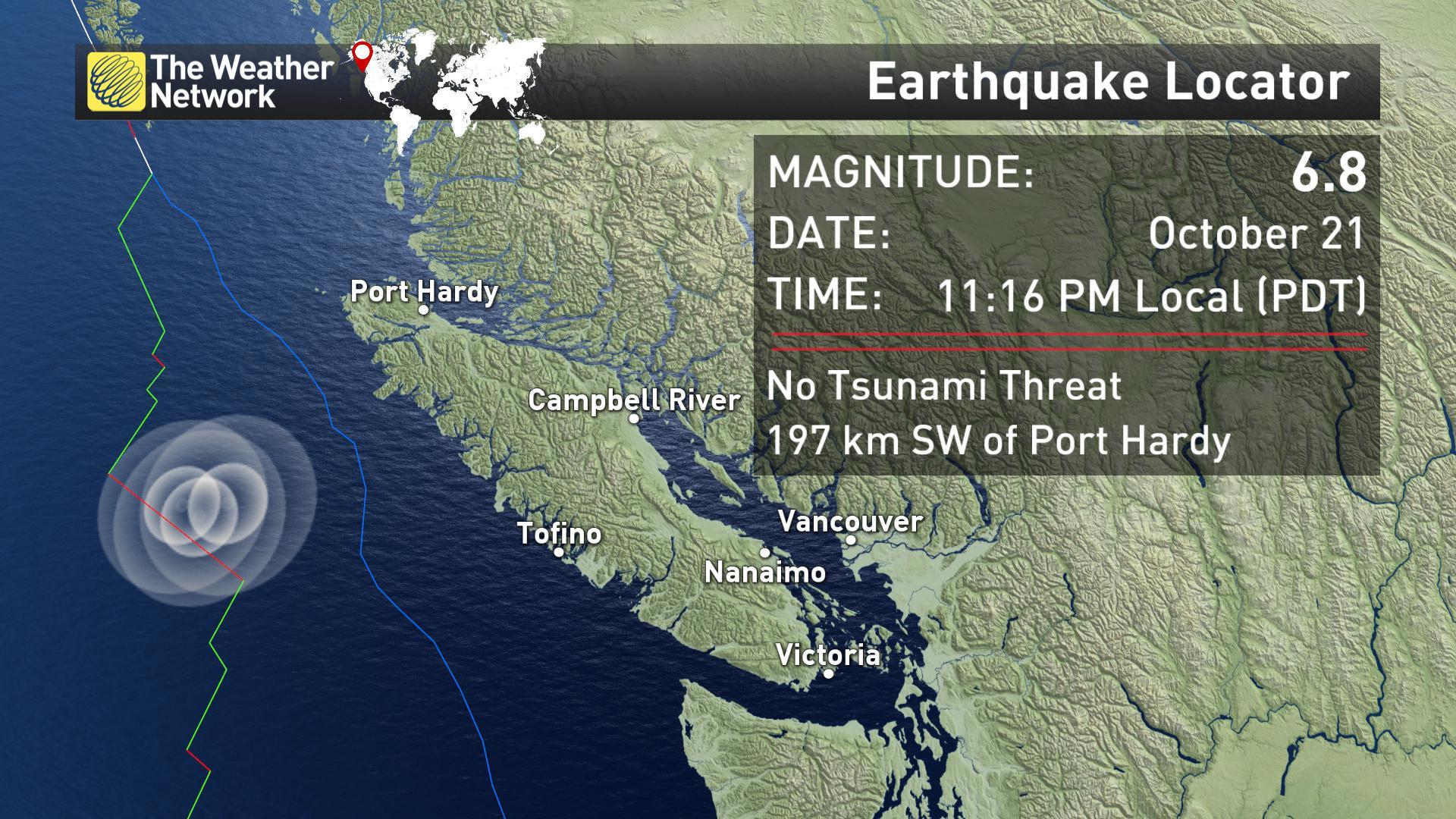 News Three Consecutive Earthquakes Strike Off Vancouver Island