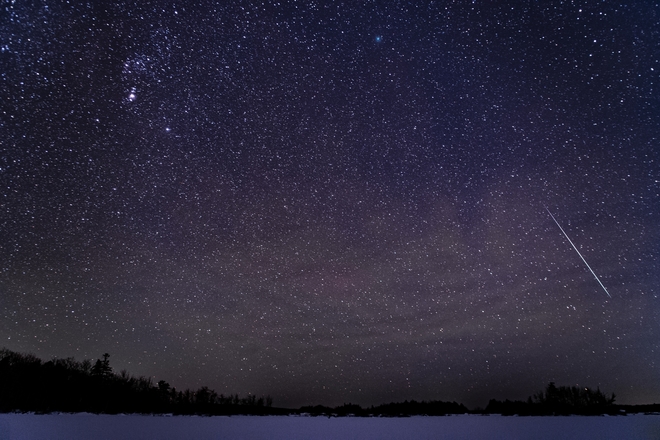 Geminid Meteor Over Gaspereau Lake. Welton Landing, Nova Scotia
