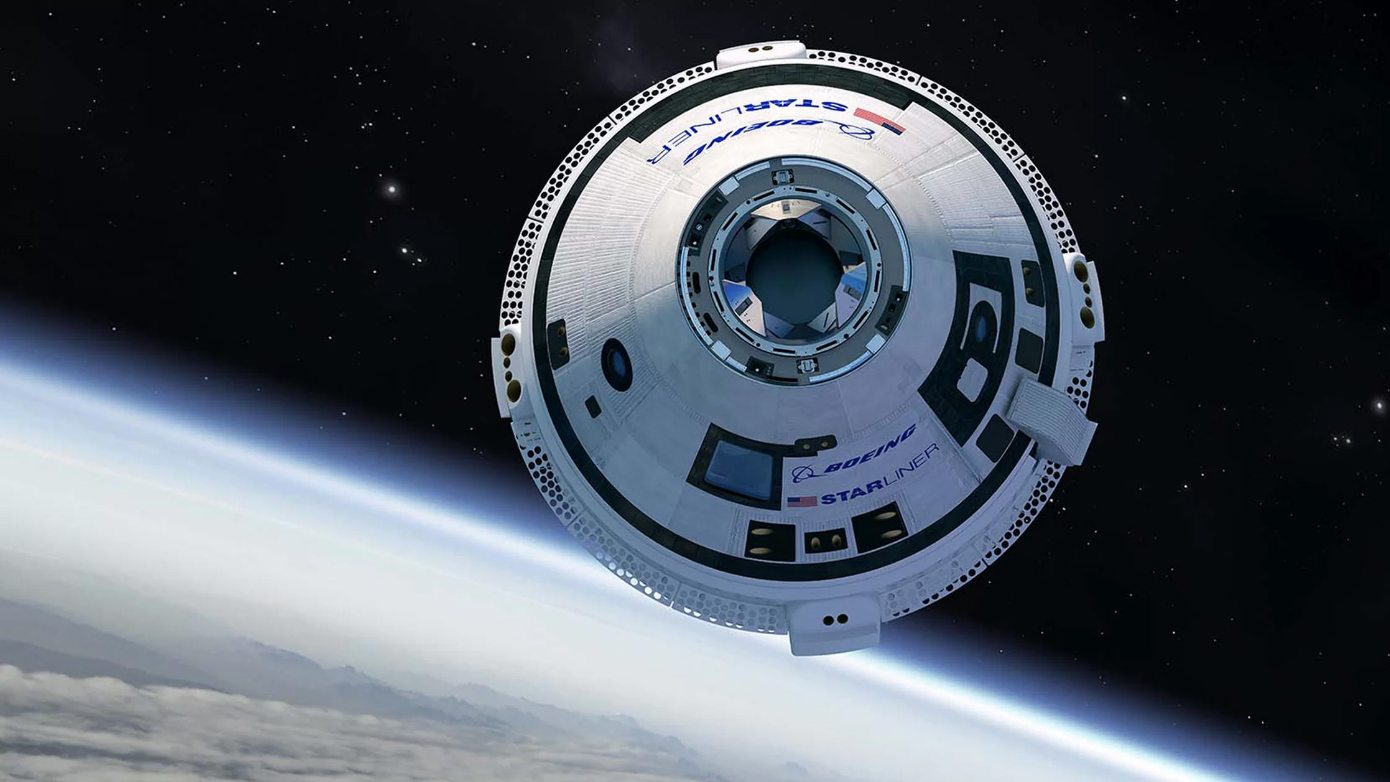Questa simulazione mostra lo Starliner CST-100 in orbita sopra la Terra, 