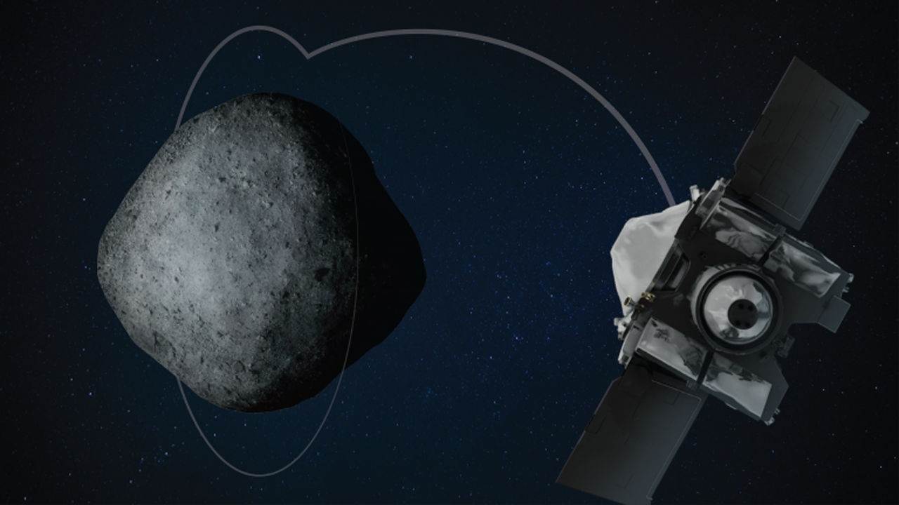 OSIRIS-REx che entra in orbita attorno a Bennu.