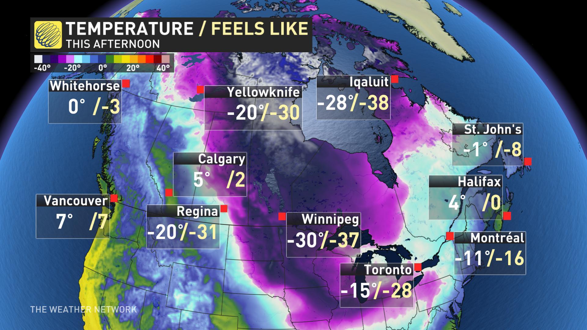 Temperature Canada Weather Map