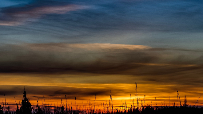 Sunset on highway 63 Fort McMurray, Alberta, CA