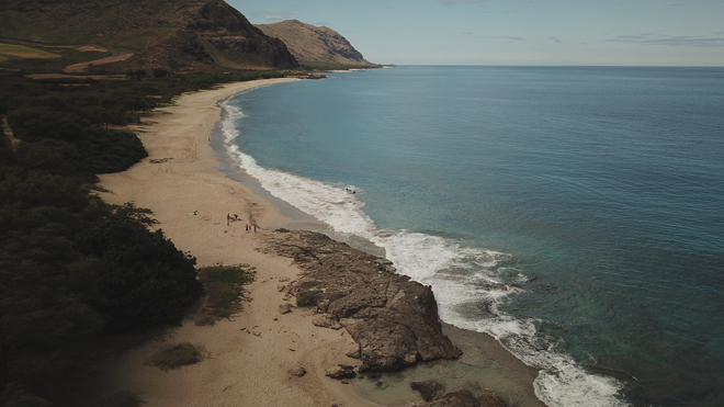 Makua Beach Oahu (drone) Makaha Valley, Hawaii, US