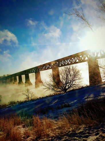 The train bridge last winter Range Rd 3042, Clavet, SK S0K 0Y0, Canada