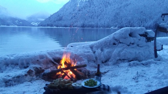 frozen Chilliwack Lake Provincial Park, BC