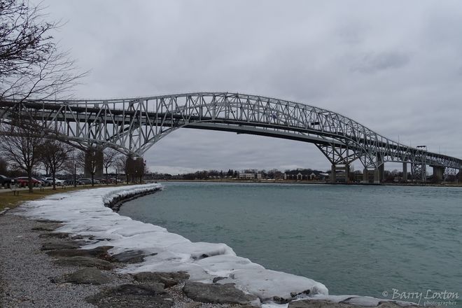The Blue Water bridge on a cold January day. Point Edward, ON