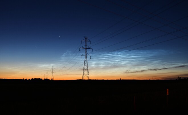 Noctilucent clouds Red Deer County, Alberta, Canada