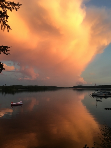 Sunset on an anvil cloud on Horwood Lake Foleyet, Ontario, CA