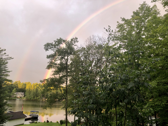Double rainbow on the Severn River Woods Bay, Ontario, CA