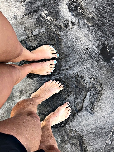 Footprints in Black Sand Playa Negra, Guanacaste Province, Los Pargos, Costa Rica