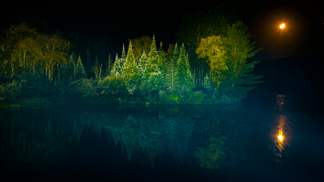 Beautiful night on shallow lake Algonquin Provincial Park, Ontario 60, Ontario